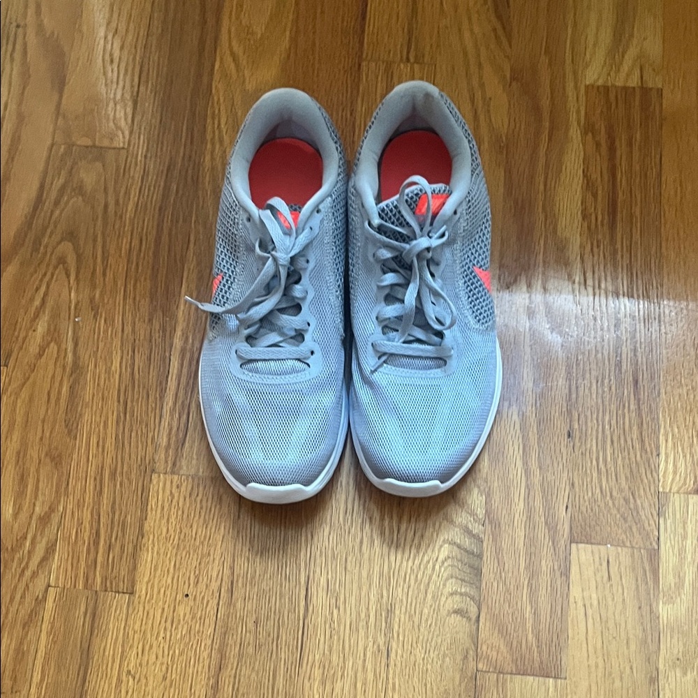 Nike Gray and Red Mesh Sneakers